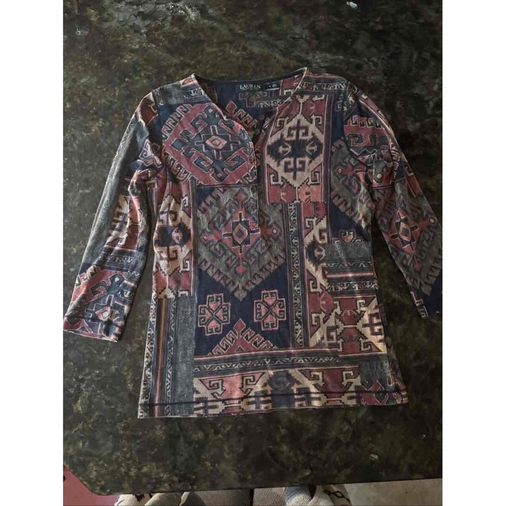 Lauren Ralph Lauren Jeans Co.‎ Aztec Henley Shirt Top Women's M Southwestern